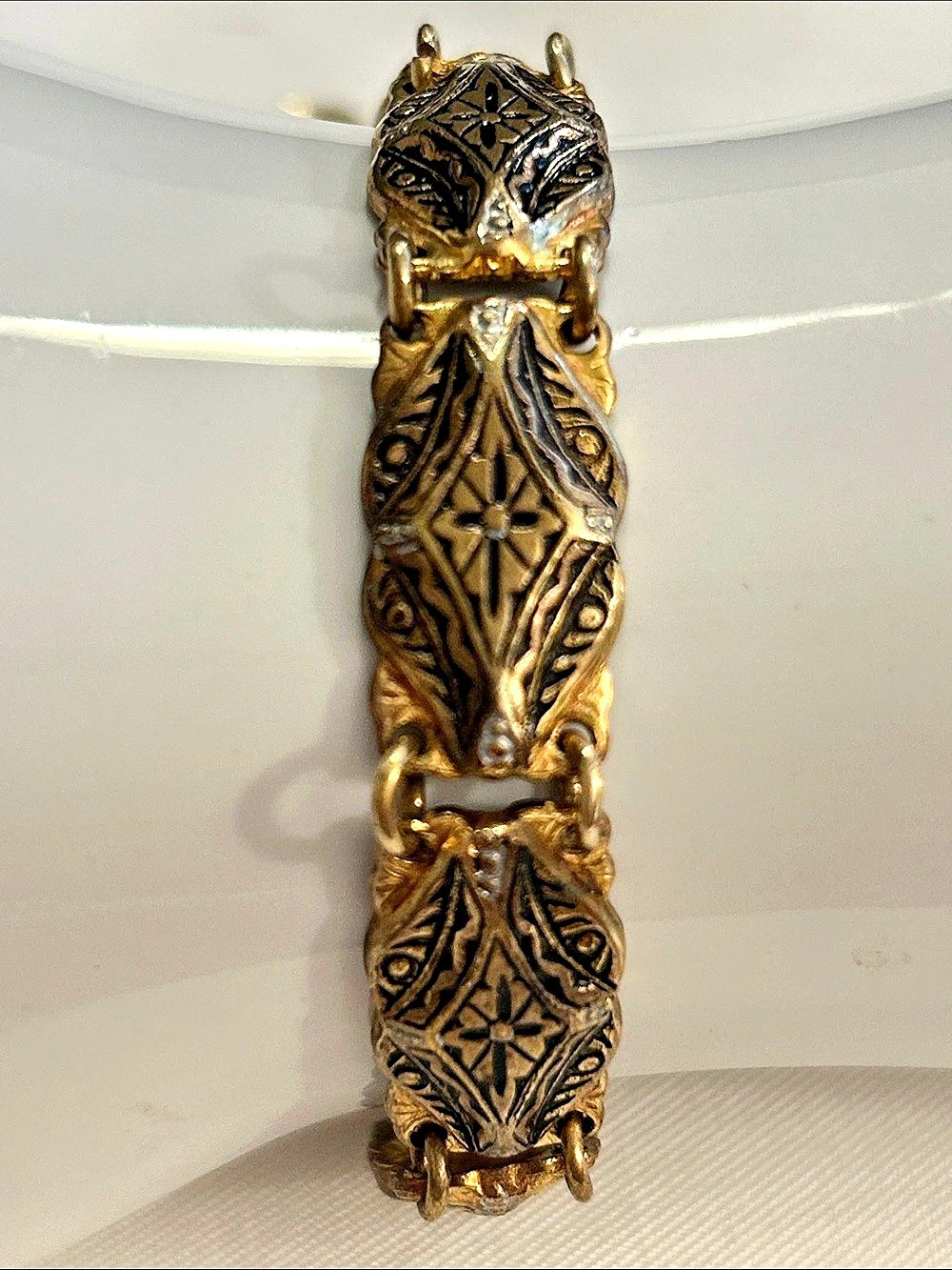 Spanish Damascene Ornate Gold Bracelet
